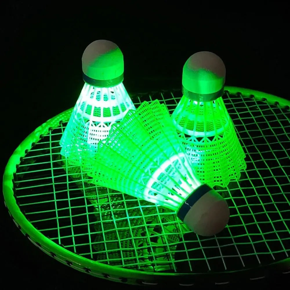 4 Pcs Glowing Light & Neon Shuttlecock Set