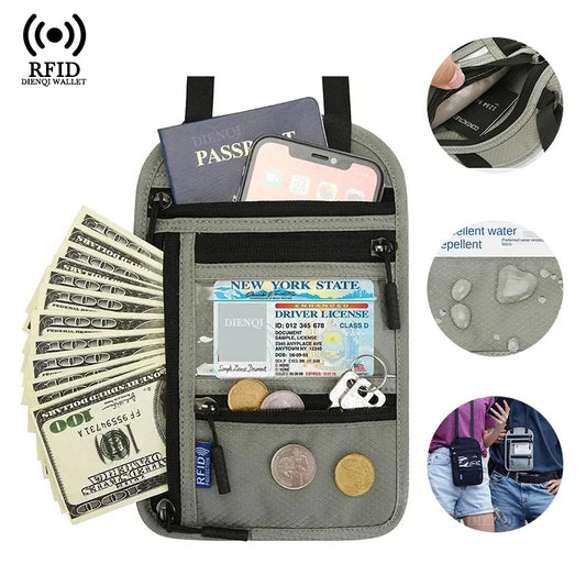 Unisex RFID Blocking Travel Neck Pouch
