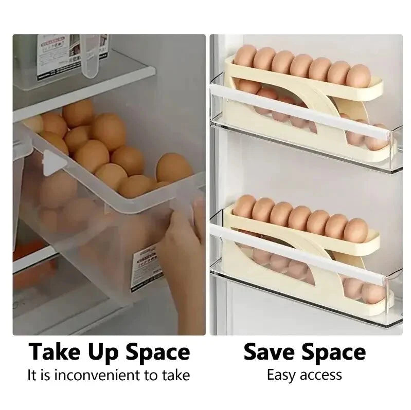 Space Saving 2-Layer Egg Rolling Organizer