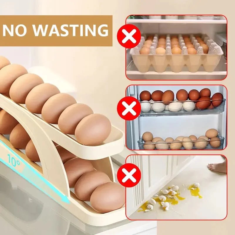 Space Saving 2-Layer Egg Rolling Organizer