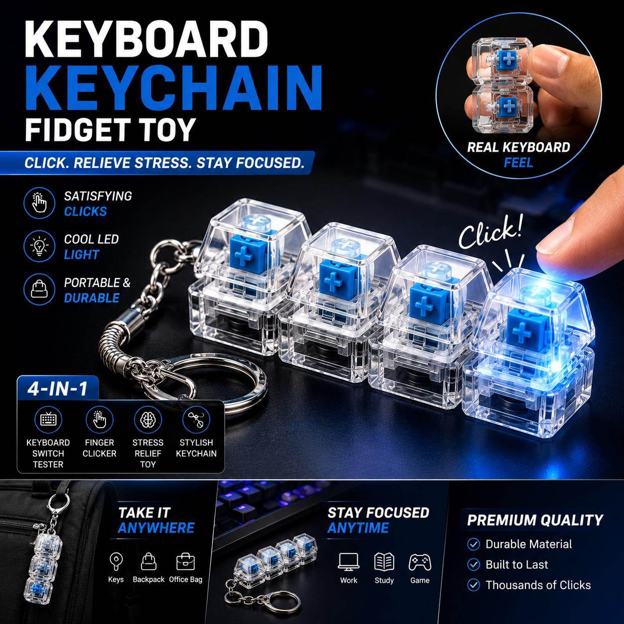 Keyboard Keychain Fidget Toy