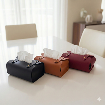 Premium Leather Tissue Box Cover