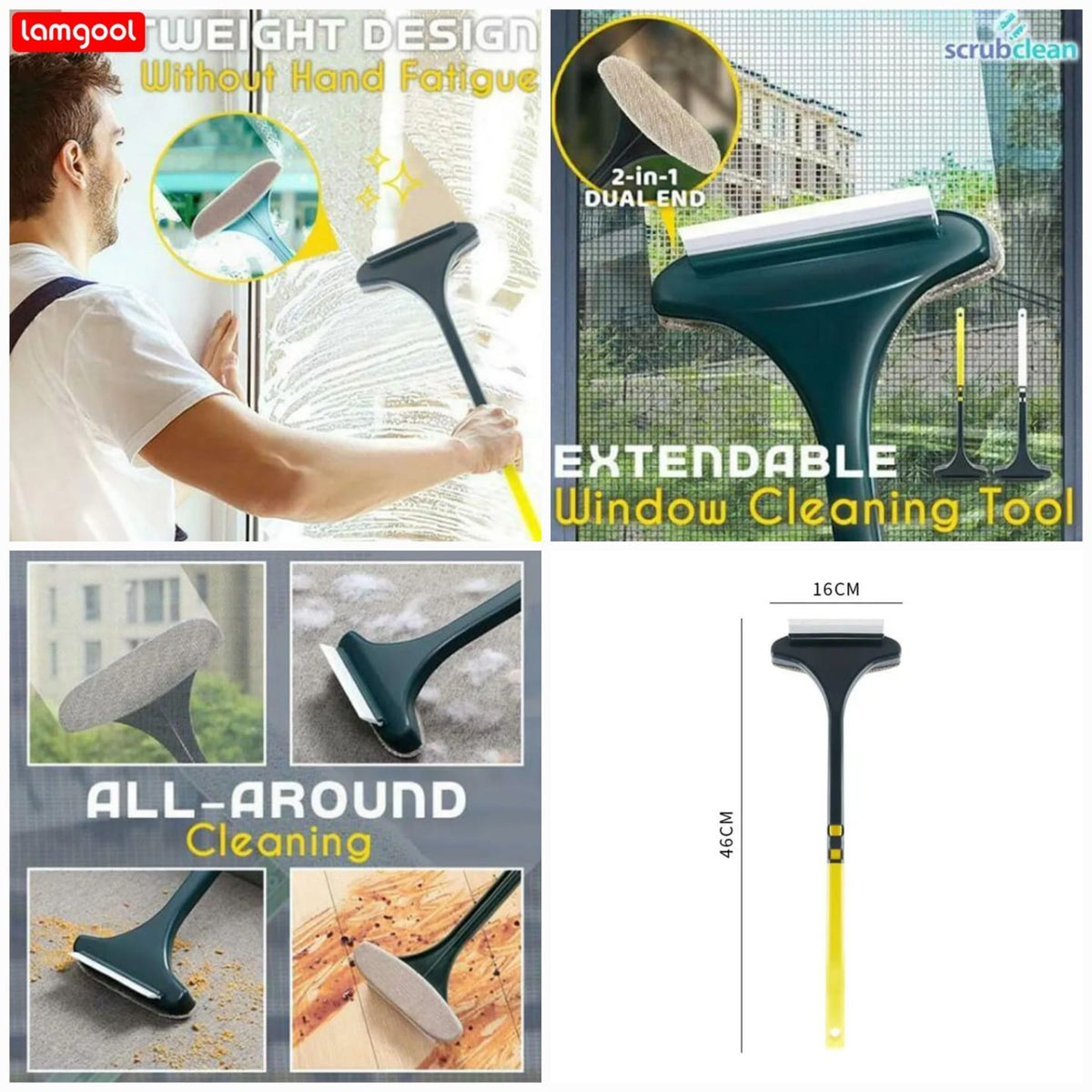 2 in 1 Window Net Cleaning Brush With Wiper