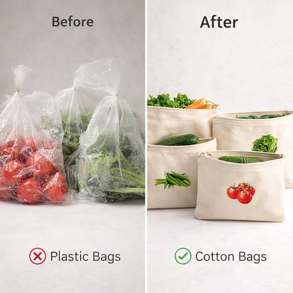 Multi-Purpose Reusable Cotton Grocery Storage Bag