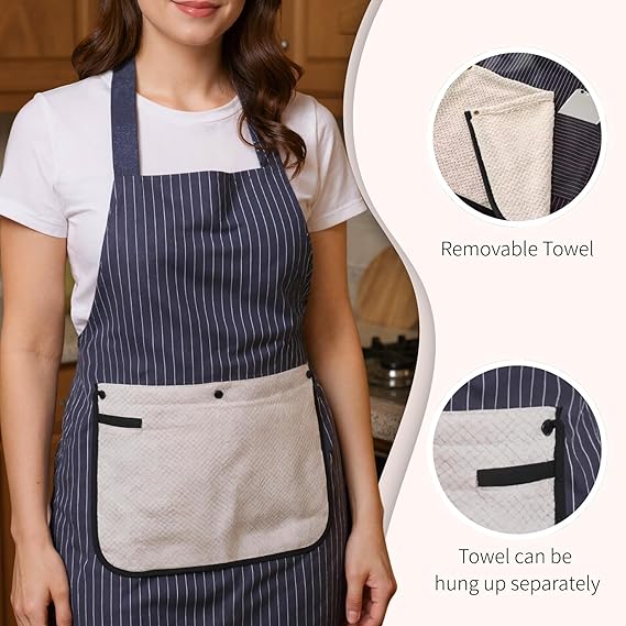Kitchen Apron with Pockets & Towel Holder