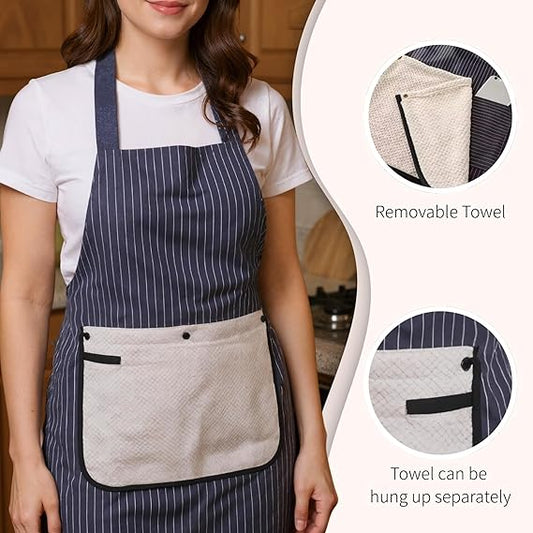 Kitchen Apron with Pockets & Towel Holder