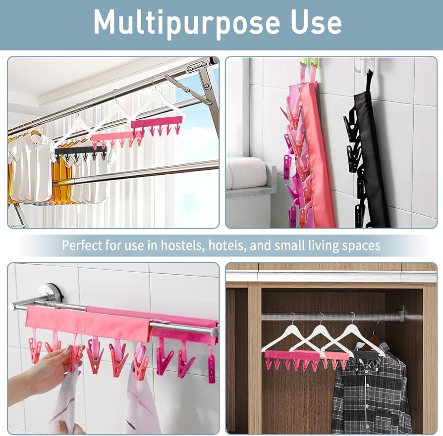 Travel Clothes Hanger with Clips (Pack of 3)
