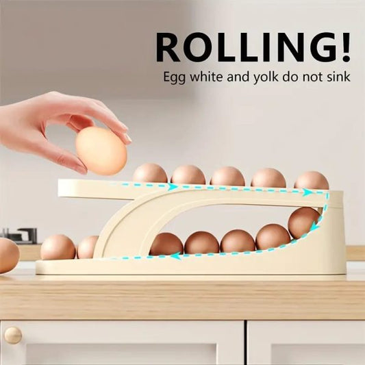 Space Saving 2-Layer Egg Rolling Organizer