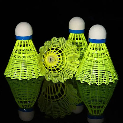 4 Pcs Glowing Light & Neon Shuttlecock Set