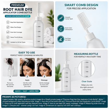 Premium Root Hair Dye Applicator Comb Bottle