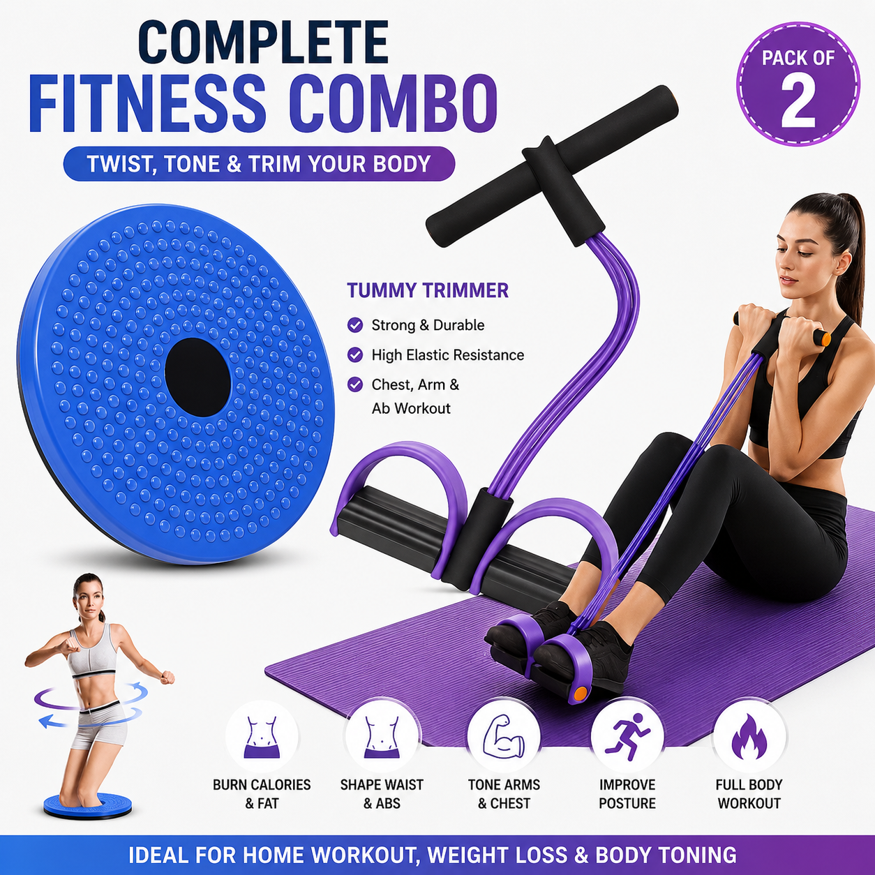 Waist Twister Disc + Tummy Trimmer (Pack of 2)