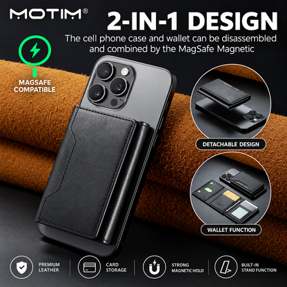 Luxury Magnetic Leather Wallet with Mobile Stand