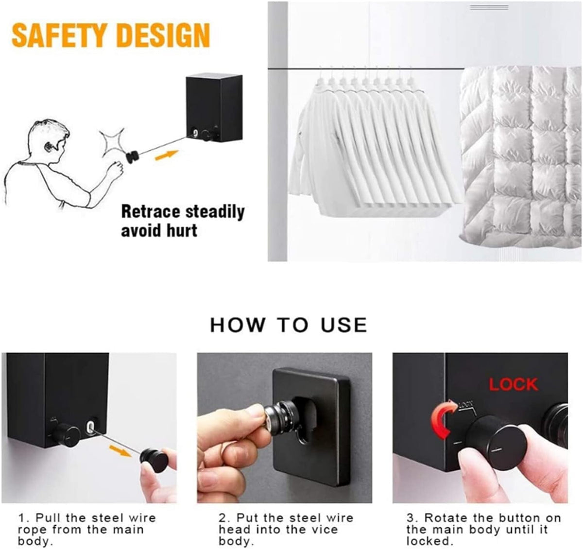 Adjustable Wall-Mounted Clothes Drying Rope