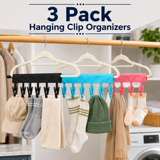 Travel Clothes Hanger with Clips (Pack of 3)