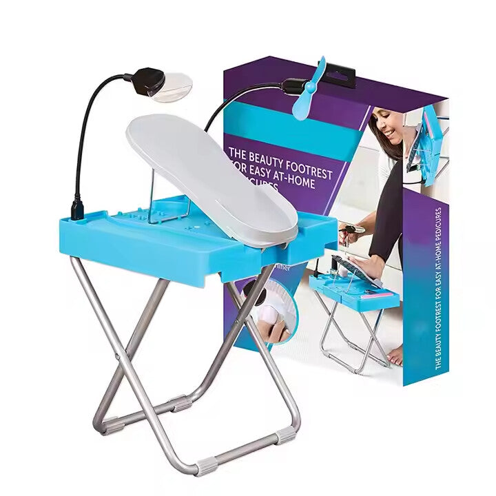 Foldable Pedicure Footrest With Fan & Light