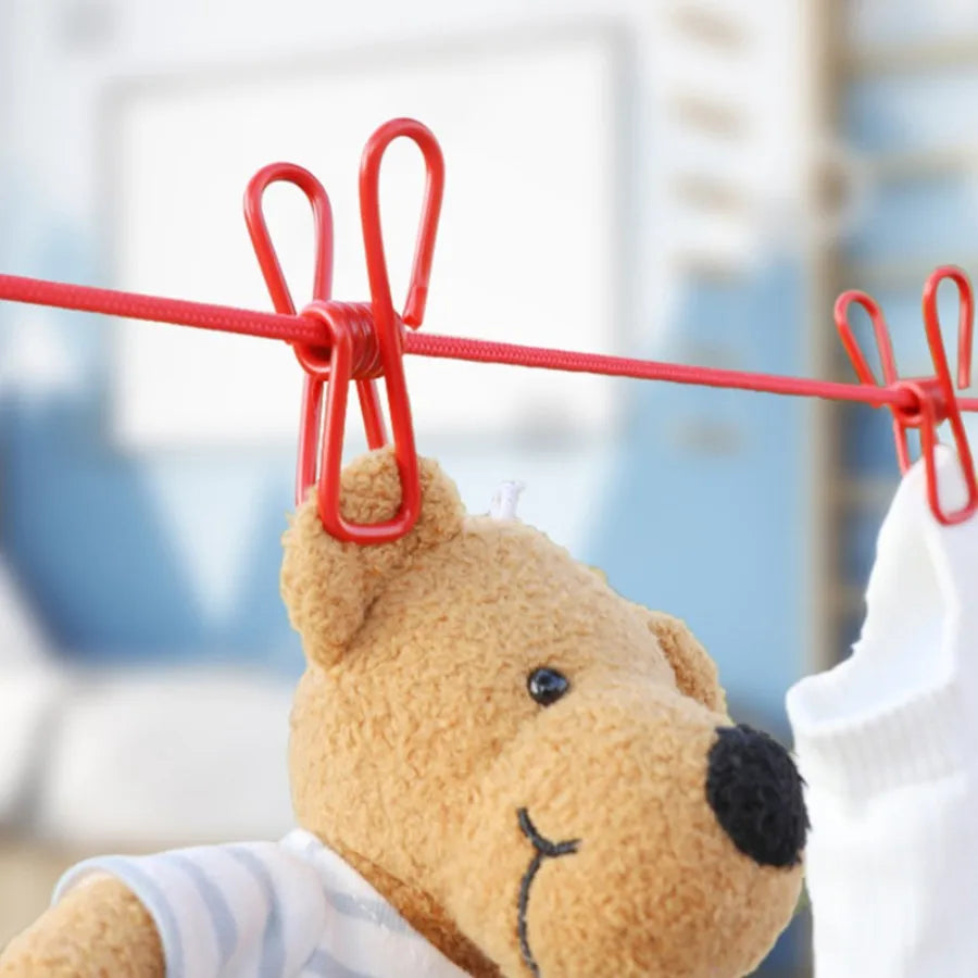 Clothes Drying Rope With Clips & Hooks