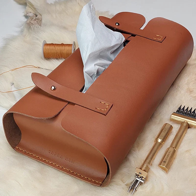 Premium Leather Tissue Box Cover