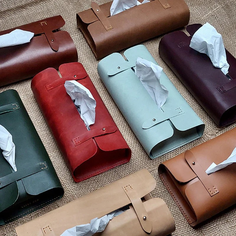 Premium Leather Tissue Box Cover
