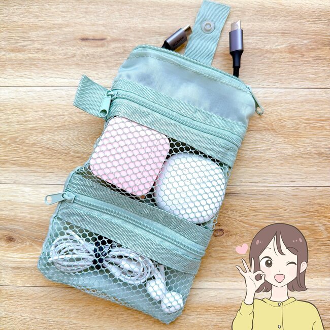 Foldable 3 Pockets Mesh Pouch
