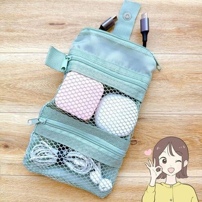 Foldable 3 Pockets Mesh Pouch