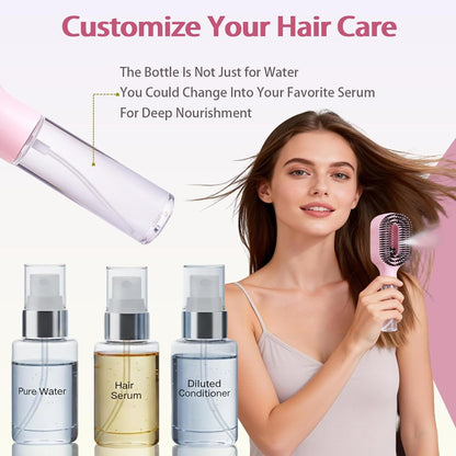 2-in-1 Spray Hair Brush – Detangle, Hydrate & Style Instantly