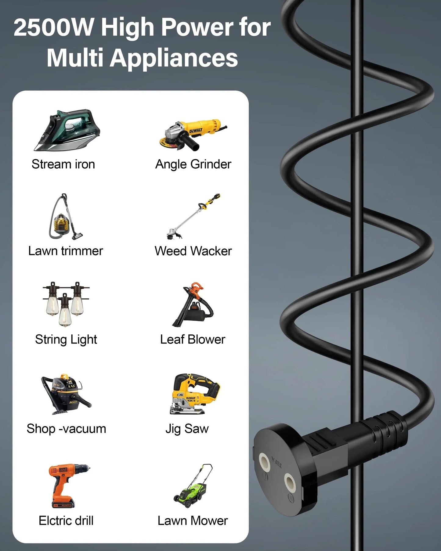 2-Pin Power Extension Cord Cable