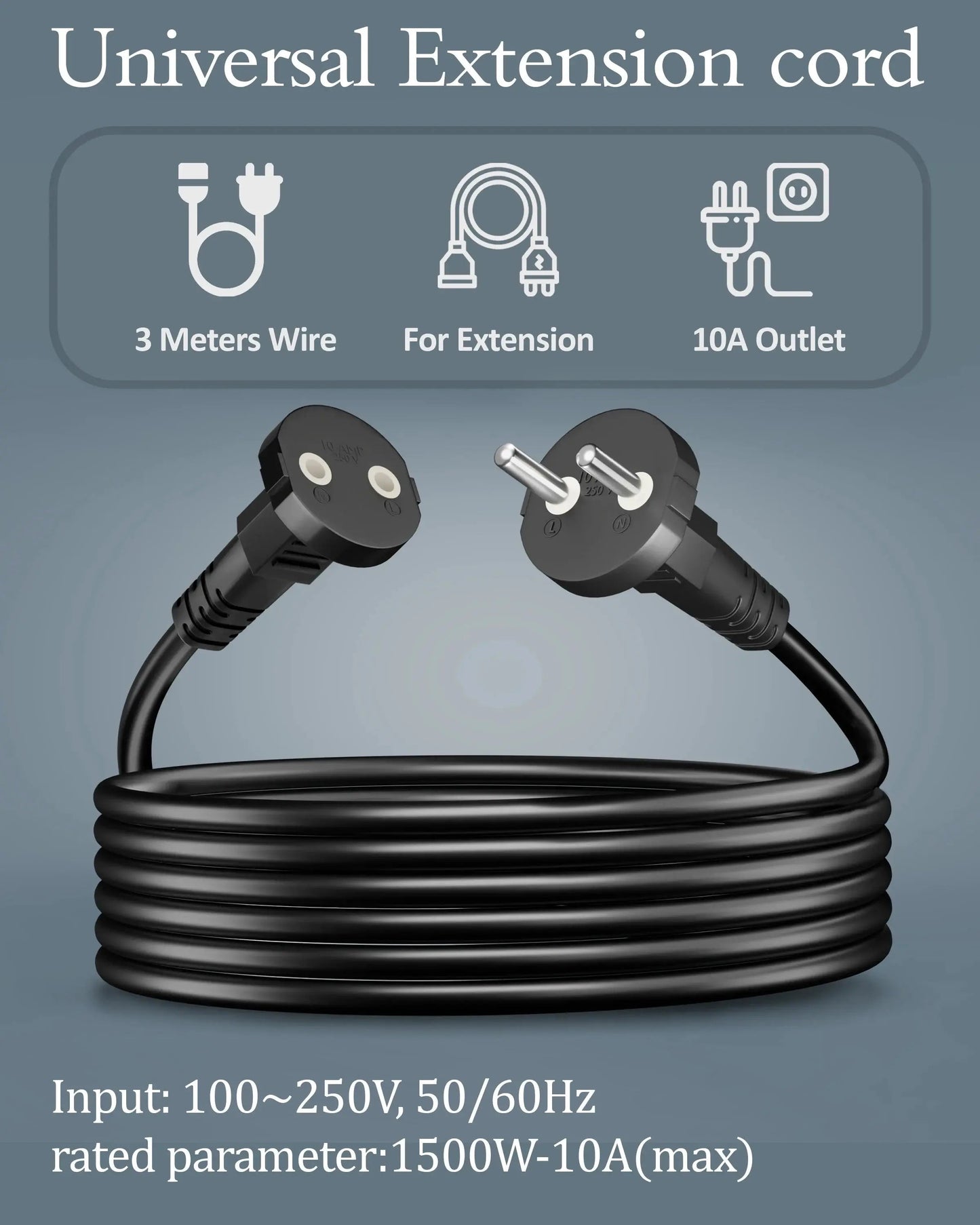 2-Pin Power Extension Cord Cable